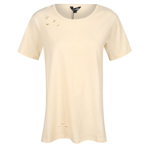 KISSMILK T-shirt simple creux pour femme, brun - Abricot 3XL