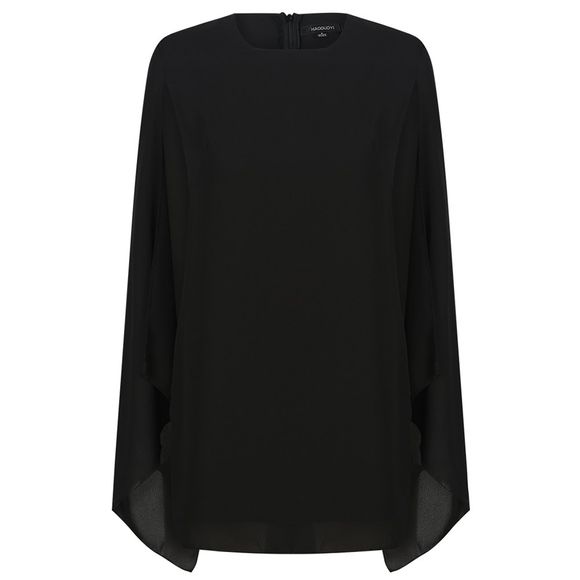 HAODUOYI Robe asymétrique à col châle noire pour femme avec capuche ample - Noir XL