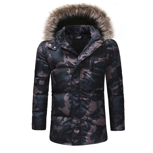 Manteau de coton occasionnel de coton de camouflage de coton épaissie de la mode des hommes - Noir 2XL