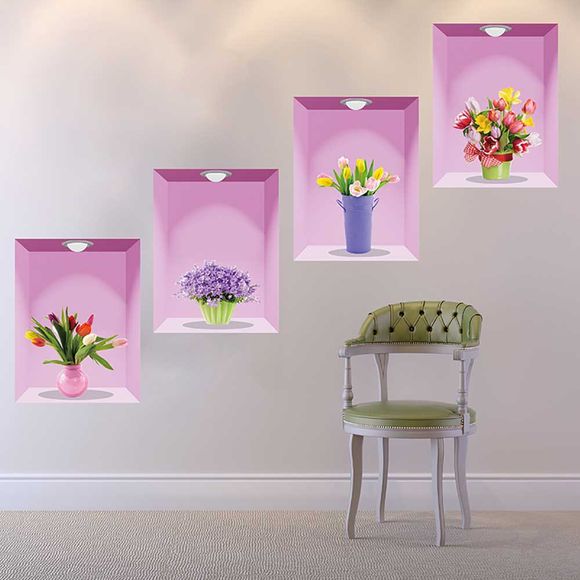 Stickers muraux étanches vase à imitation tridimensionnelle de la décoration 3D - multicolor 90*60*0.3CM