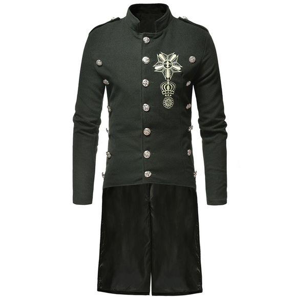 Manteau décontracté à la mode pour hommes avec trench mince et long en laine - Vert Armée M