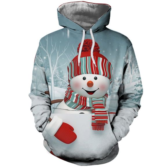 Christmas Snowman 3D Digital Printing Fashion Women's Hoodie Sweater - multicolor 2XL