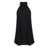 HAODUOYI (MD) - Robe trapèze sans manches en mousseline de soie couleur unie pour femmes - Noir - Noir XL