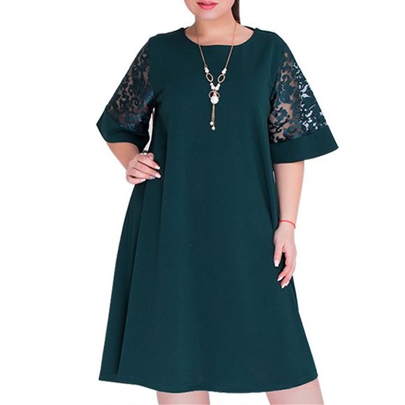 Robes d'été grande taille 2018 nouvelle robe grande taille femme longueur - Vert Foncé 2XL