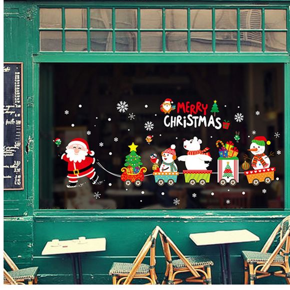 Joyeux Noël fenêtre verre PVC autocollant mural bricolage neige ville autocollants muraux - multicolor A 18 X 23 INCH