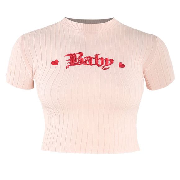 HAODUOYI T-shirt court à coupe courte et simple pour femme, rose - Rose L