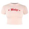 HAODUOYI T-shirt court à coupe courte et simple pour femme, rose - Rose S