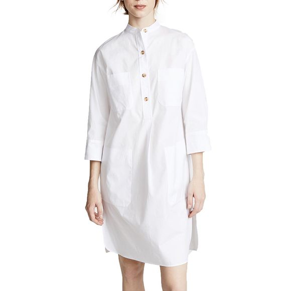 HAODUOYI Robe simple et élégante de tempérament pour femme, blanche - Blanc XL