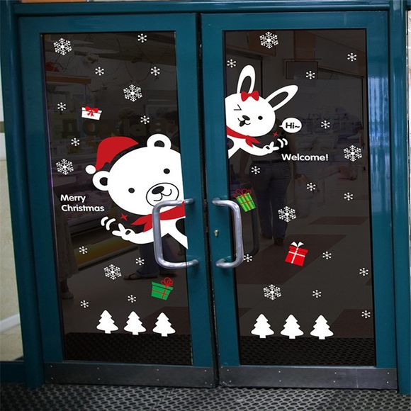 Noël Bonhomme De Neige Suspendu Charme Sticker Mural Boutique Vitrine En Verre De Noël Decorat - Blanc de Soie 