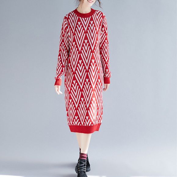 Robes de base tricotées à la mode - Rouge ONE SIZE