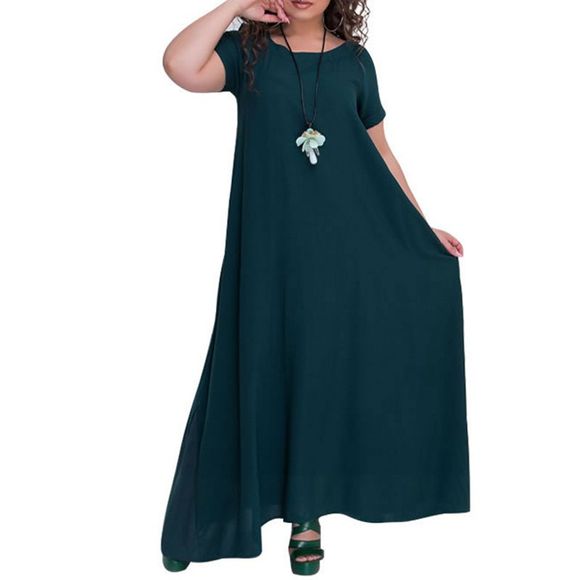 Robe longue solide pour les femmes 2018, grande taille - Vert 6XL