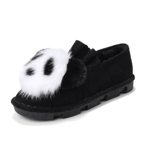 Mules Fourrure Chaussures Femmes Pantoufles Panda Indoor Casual Loafers - Noir EU 39