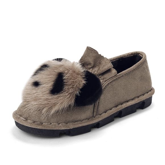 Mules Fourrure Chaussures Femmes Pantoufles Panda Indoor Casual Loafers - Marron Camel EU 36