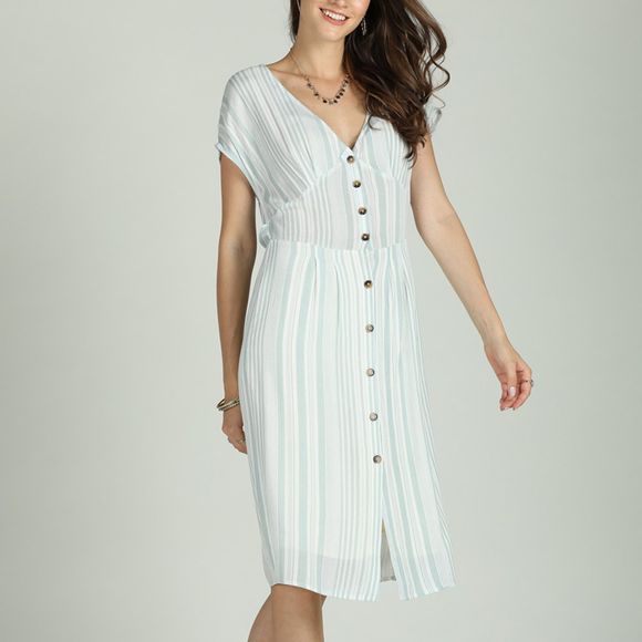 SBETRO Robe chemise femme simple boutonnage col V profond fourreau mince - Blanc 2XL