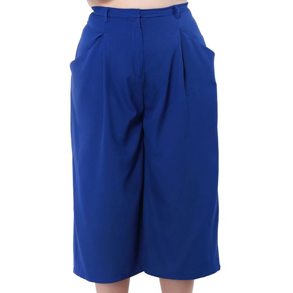 KISSMILK Pantalon de capris à jambe large pour femme Bleu - Bleu Cobalt XL