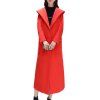 Manteau à capuche long et épais - Rouge Lave XL