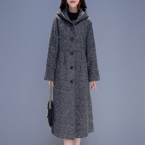 Mi-long manteau à la mode taille genou - Cendre gris 2XL