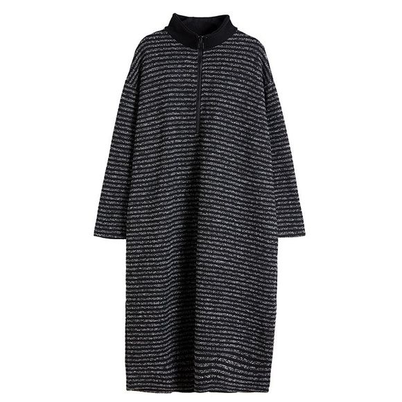 Robe longue et décontractée à col simple et confortable - Cendre gris ONE SIZE