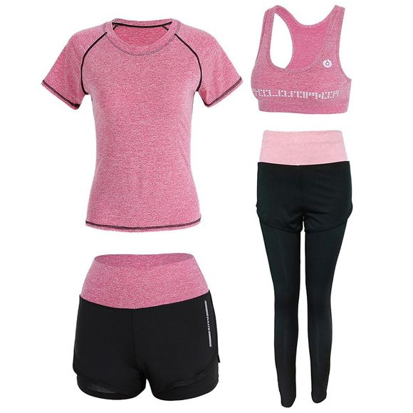 Ensemble de 4 vêtements de sport pour femmes - Rose XL