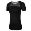 T-shirt à manches longues pour femmes, couleur unie, haut respirant en mesh - Noir S