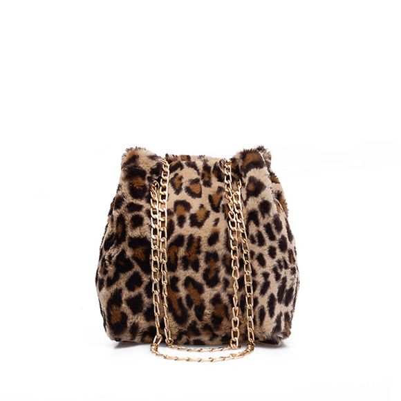 Woolen Lady Messenger Bag Sac à bandoulière léopard à la mode Sac à main - Brun REGULAR