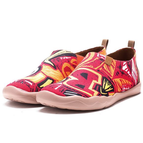 Chaussures peintes en toile peintes pour femmes de Barcelone à la mode, chaussures de sport - Rouge Haricot US 5