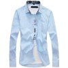 Chemise à manches longues pour hommes de la mode et des affaires - Bleu clair 5XL