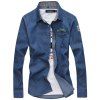 Chemise à manches longues en jean Slim Fashion Man - Bleu profond L