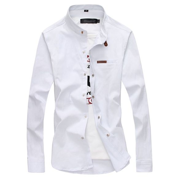 Chemise à manches longues à la mode - Blanc 5XL