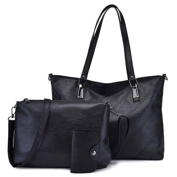 3 ensembles de sacs à main pliables pour femmes - Noir 