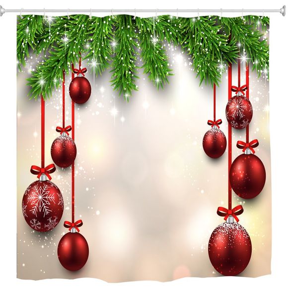 Bague rouge tissu impression numérique de boule de Noël imperméable et anti-moisissure - multicolor W71 X L79 INCH