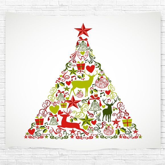 Tapisserie de tenture de maison d'impression d'arbre de Noël d'étoile rouge pour la décoration - multicolor W200CMXL180CM