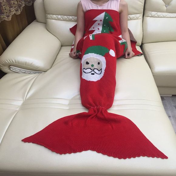 Laine de Noël tricoté queue de poisson couverture couverture canapé couverture - Rouge 