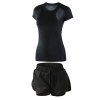 2 pcs vetements de sport pour femmes t-shirt cou cou confortable set shorts de remise en forme - Noir M