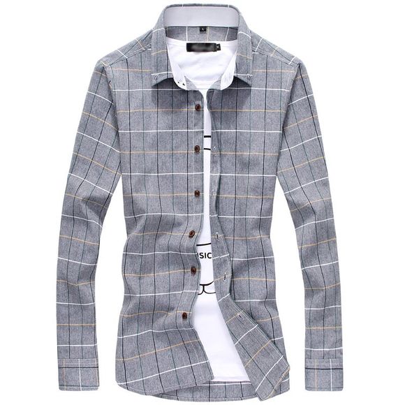 Chemise à manches longues à la mode pour homme - Gris 4XL