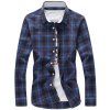 Chemise à manches longues Casual Lattice Fashion pour hommes - Bleu 4XL