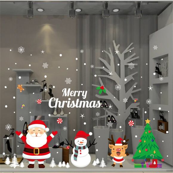 Nouvel arbre de Noël joyeux Stickers muraux Père Noël Bell Sticker fenêtre enfant - multicolor A 20 X 28 INCH