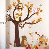 Stickers muraux forêt dessin animé branche arbre hibou singe ours cerf - multicolor A 24 X 36 INCH