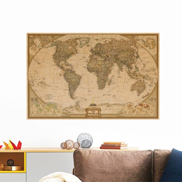 Carte du monde affiche papier kraft pour salon décoration de fond de chambre à coucher - multicolor A 20 X 28 INCH