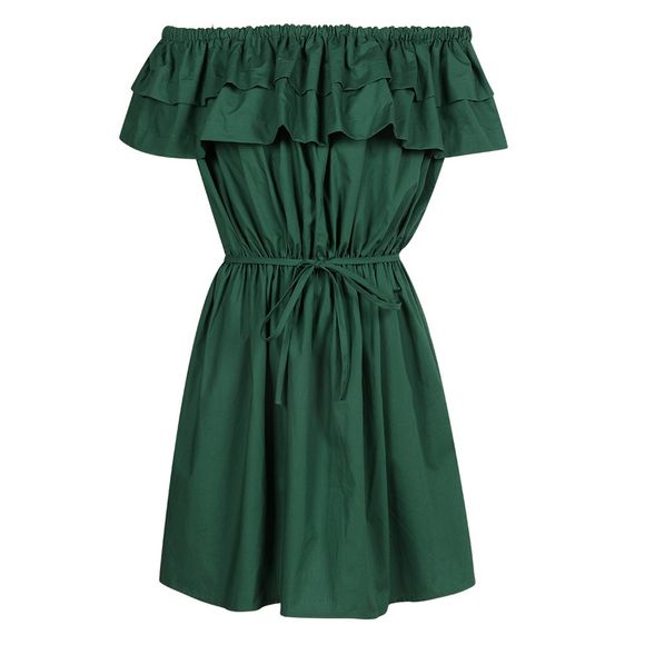 HAODUOYI Robe asymétrique sans bretelles à la mode féminine pour femmes, Vert - Vert profond S