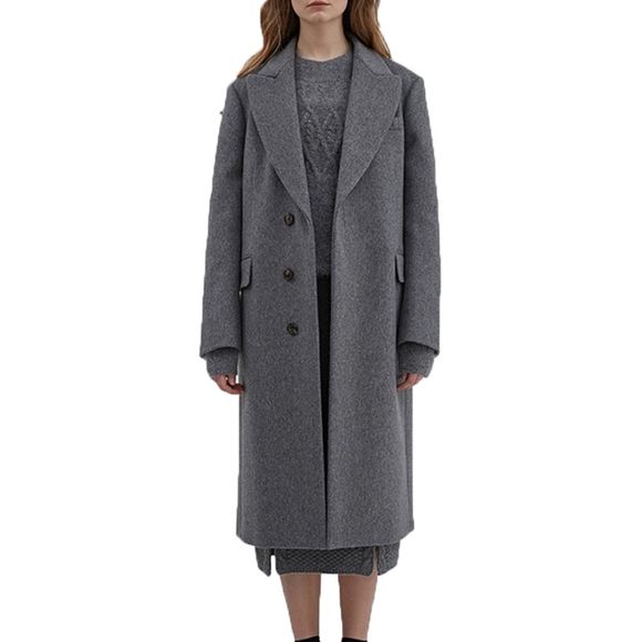 HAODUOYI Manteau chaud simple à boutonnage long et à manches longues pour femmes Gris - Gris S