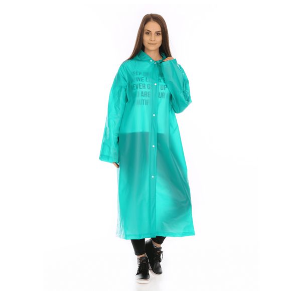 Poncho imperméable long et épais en PVC pour adultes avec capuchons transparents pour l'extérieur - Turquoise Moyenne L