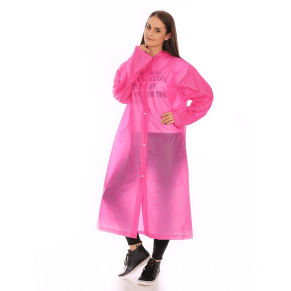 Poncho imperméable long et épais en PVC pour adultes avec capuchons transparents pour l'extérieur - Rose Néon XL