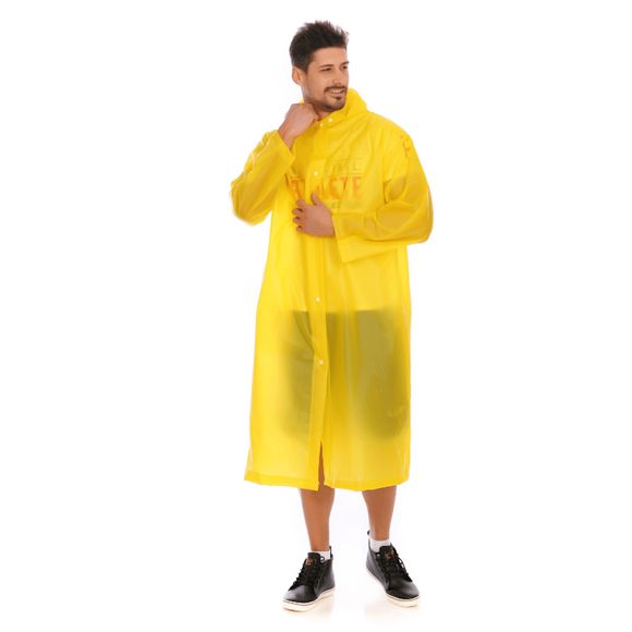 Poncho imperméable long et épais en PVC pour adultes avec capuchons transparents pour l'extérieur - Jaune Canard Caoutchouc XL
