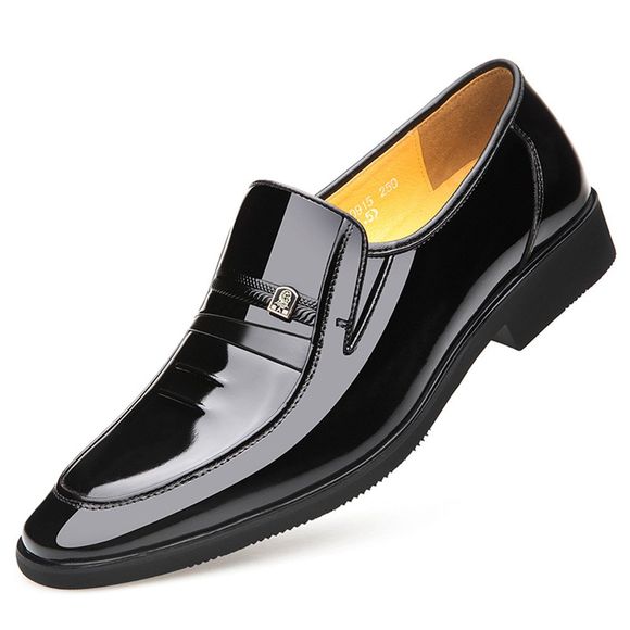 Chaussures habillées pour hommes soulignées jeunes chaussures en cuir verni simples Chaussures en cuir - Noir EU 37
