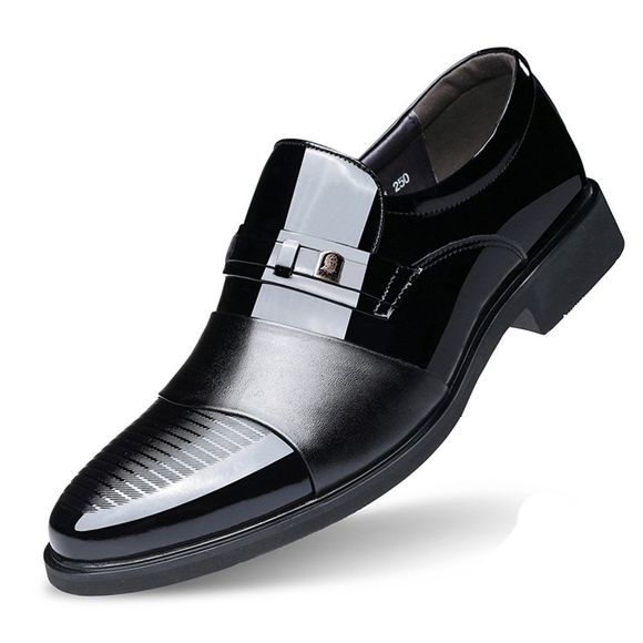 British Men Suits Chaussures en cuir pointu chaussures de mariage talon caché - Noir EU 41