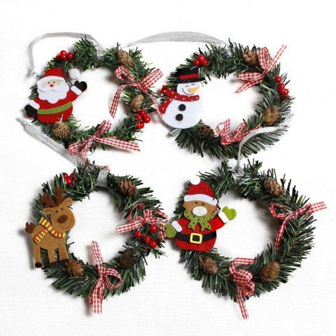2018 Christmas Tree Ornaments Door Hanging Small Wreath Decoration Christmas Tree Ornaments Door Hanging Small Wreath Decoration 4pcs Jungle Green