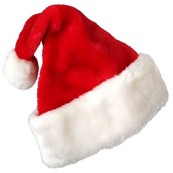 Bonnet de noel en velours rouge et blanc pour le costume du père Noël - Rouge 