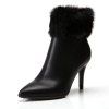 Bottes courtes pointues à talons hauts bottes chaudes pour femmes - Noir EU 40