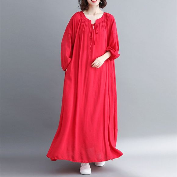 Robes Longues de Taille Littéraire et Artistique pour Femmes - Rouge 2XL